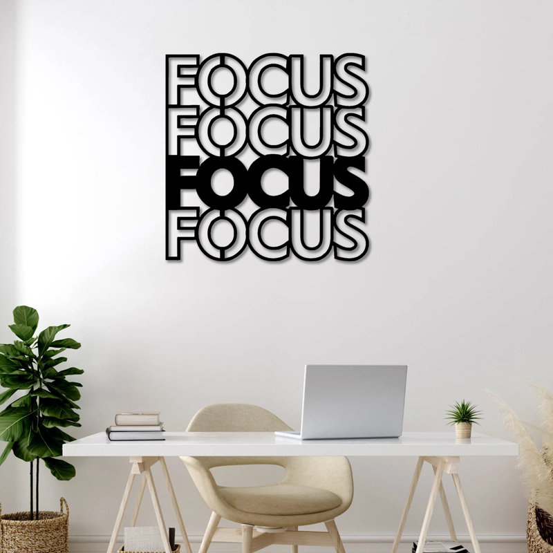 Focus, art mural, 35" H x 34" W x 1" D, Black