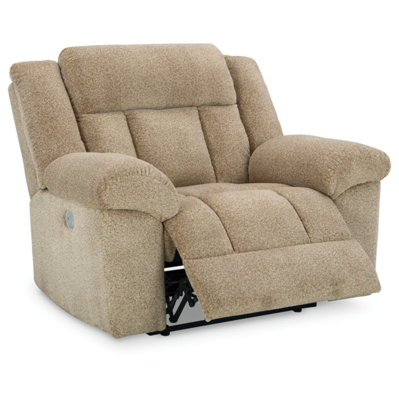 Gwendolyne Upholstered Power Recliner, Brown Polyester