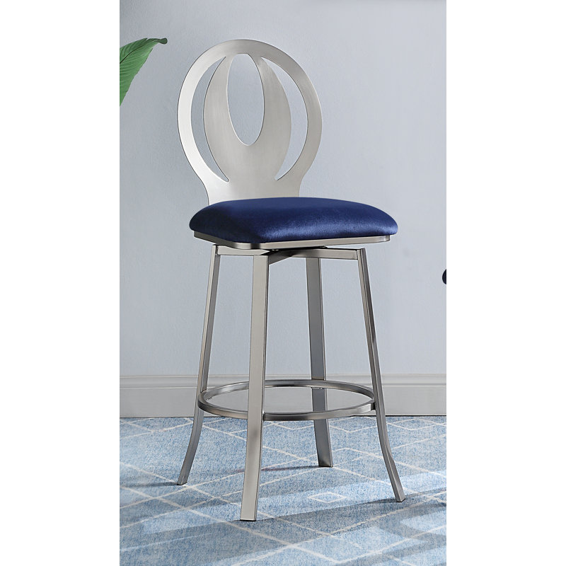 Ollis Swivel Bar & Counter Stool, Navy, Bar Stool (29" Seat Height)