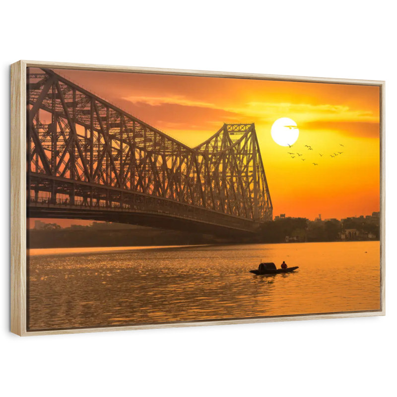 Pont Howrah, 25 po x 17 po, Cadre flottant en bois naturel