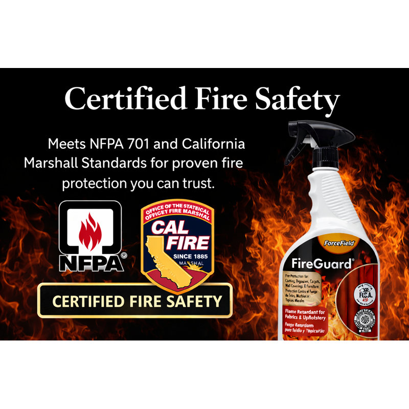 FireGuard Professional Fabric Flame Retardant Spray – NFPA 701 Tested Fire Barrier Treatment