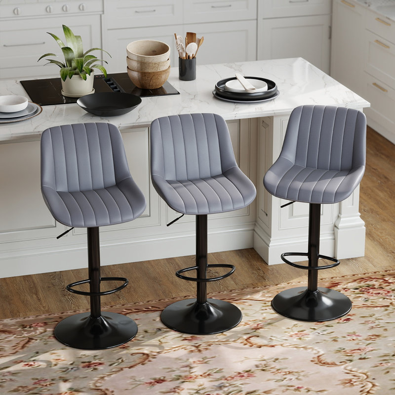 Tabouret de bar pivotant à hauteur réglable Moniq, Gris foncé, 3