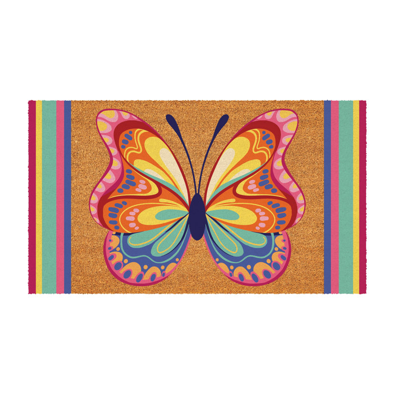 Bunny Blooms Radiant Butterfly, Coir Mat 30"x18"