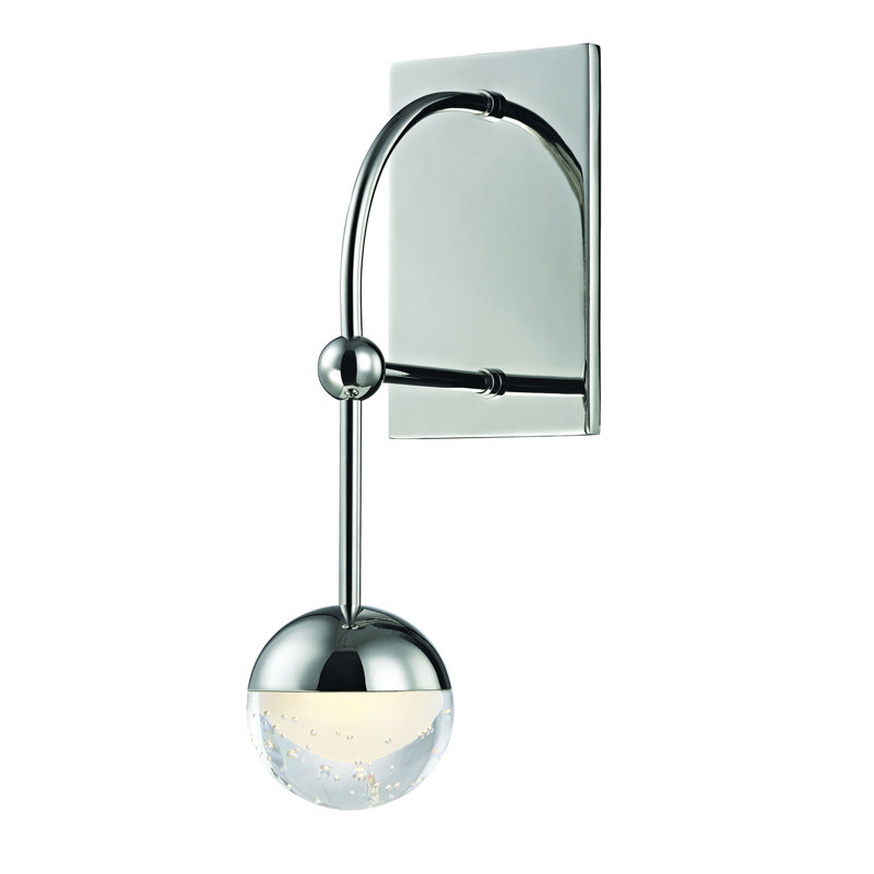 Applique murale à bras 1 lumière Boca, Nickel poli