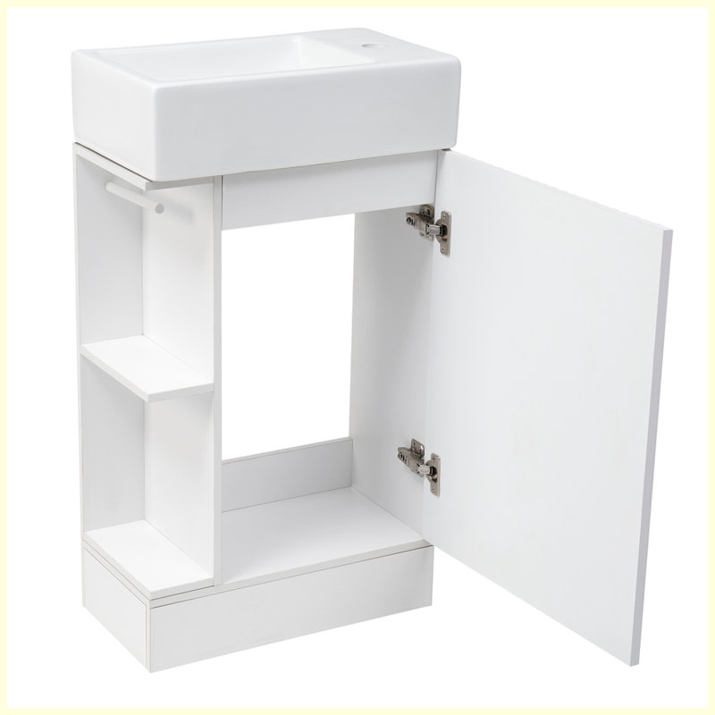 Modern Bathroom Vanity Cabinet with Two-tier Shelf, White