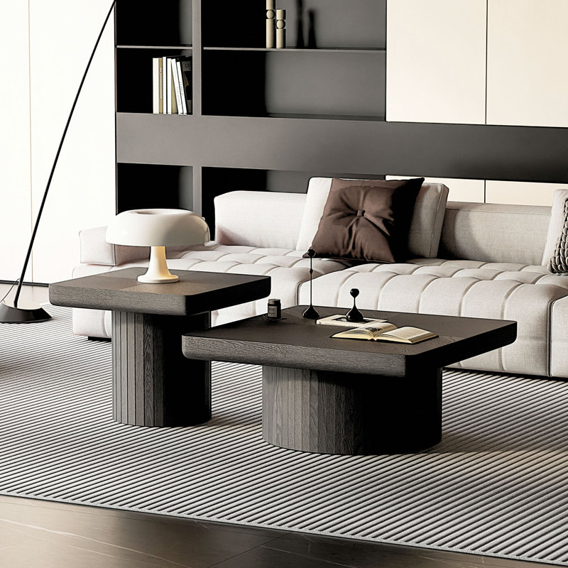 Ensemble de tables gigognes Modern Wood, Noir