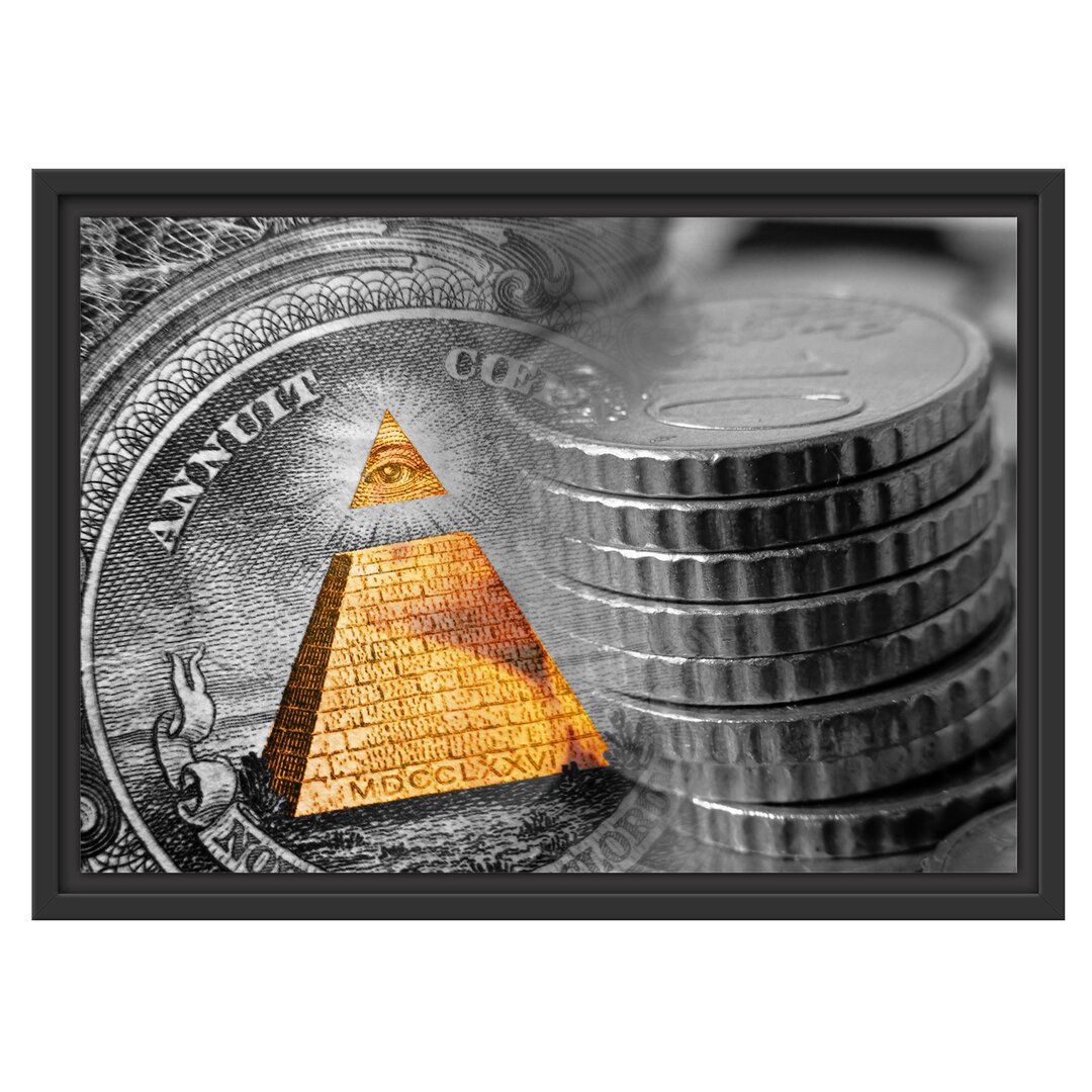 Gerahmtes Wandbild Illuminati Pyramide  Dollar