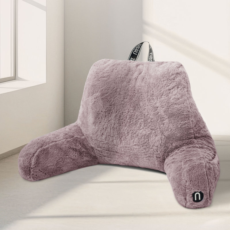 Faux Fur Reading Backrest Pillow, Dusty Purple