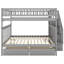 Lit superposé double gris avec deux tiroirs et rangement - Rangement écoénergétique et garantie de 4 barrières de sécurité robustes et de garde-corps inclinés pour une montée en douceur-829451584