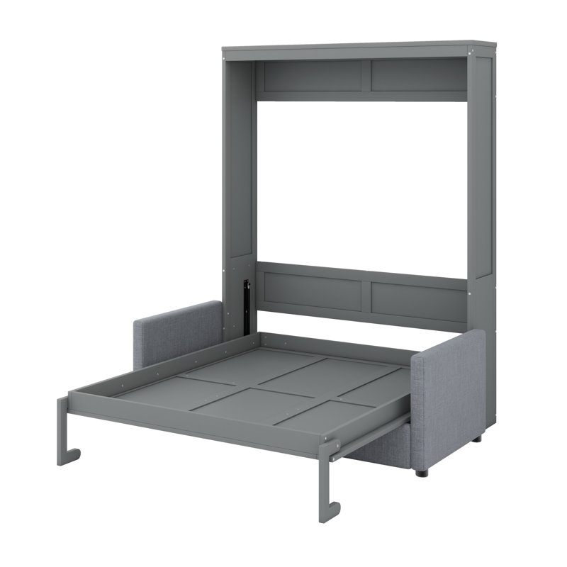 Lit escamotable mural Murphy avec coussin, Gris, Lit double