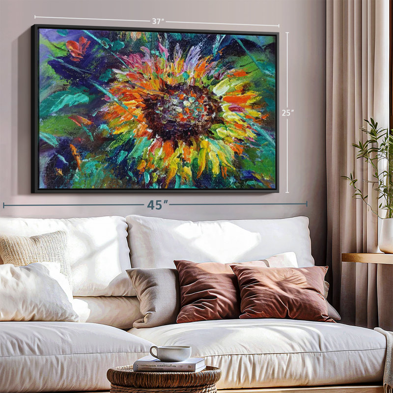 "Art mural coloré tournesol", H 25 po x l 37 po