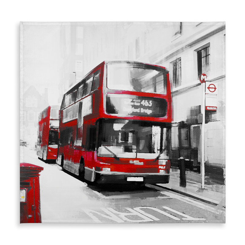 Red Bus Londoner White Tablecloth - Indoor/Outdoor Decor