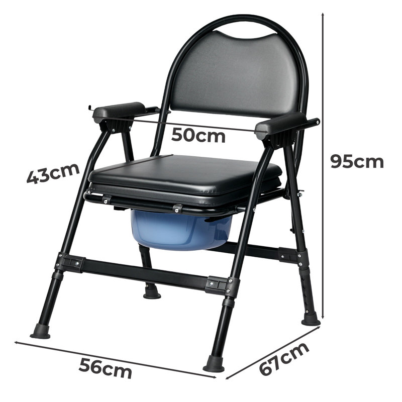  Commode Toliet Chair for Disabled Folding Adjustable Remmoveable Seat