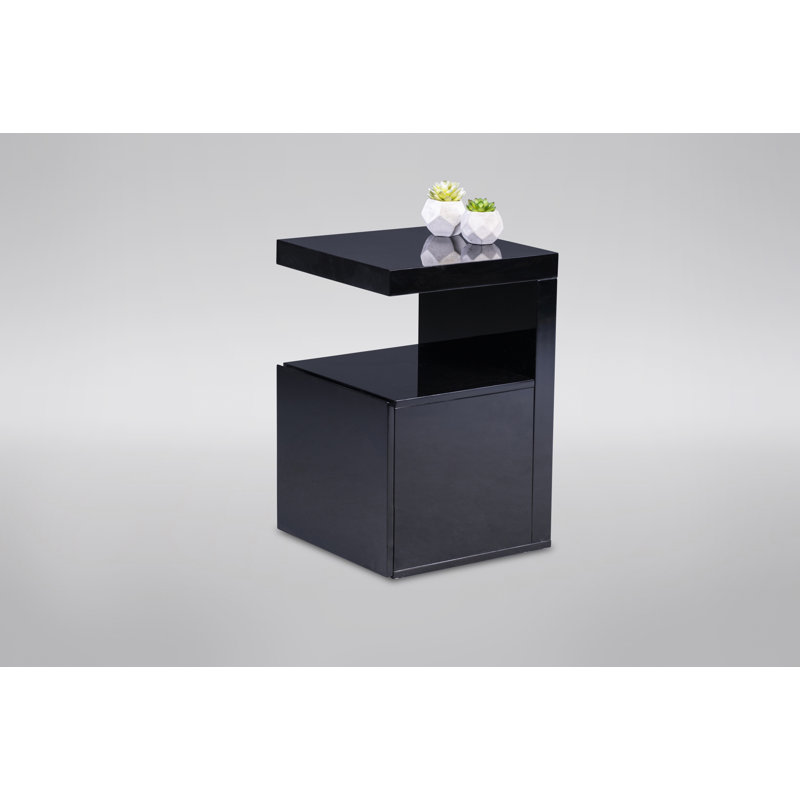 Monkstown Side Table with Storage, Black