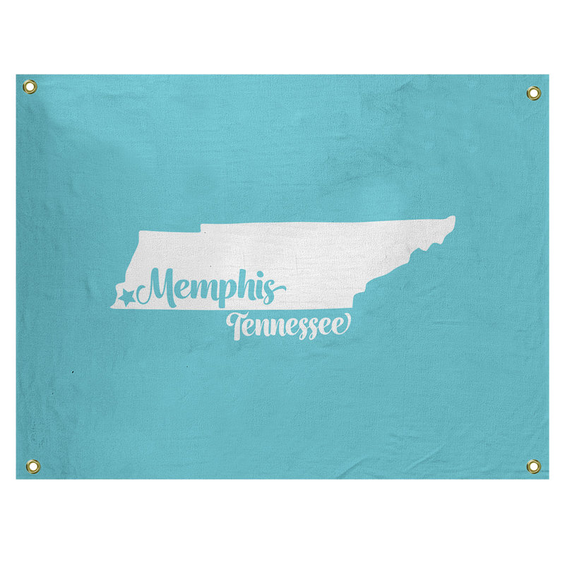 Tapisserie murale tennessee memphis, H 26 po x l 36 po, Bleu sarcelle