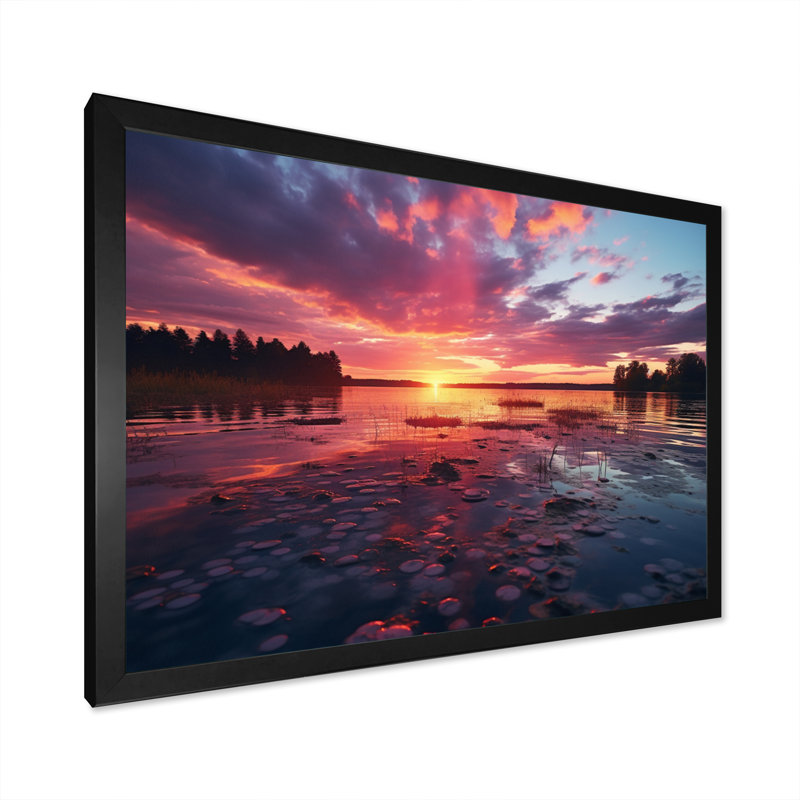 Reproduction d'art sur toile, "Sunset Silent Retreat", H 30 po x l 40 po x P 1,5 po, Cadre photo noir