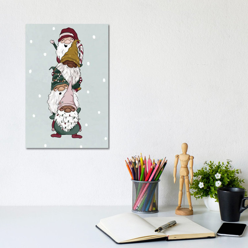 Christmas Gnomes by Katie Bryant - Wrapped Canvas Gallery-Wrapped Canvas Giclée, 20.32 cm H x 30.48 cm W