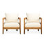 Ensemble de 2 chaises d'extérieur en bois - Coussins d'eau et détails en corde - Style moderne du milieu du siècle - Chaises robustes en mousse souple