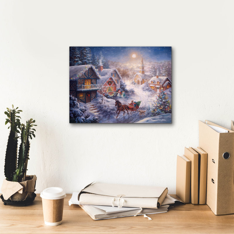  «In A One Horse Open Sleigh» par Nicky Boehme, art mural sur toile, 16 po x 12 po, H 12 po x l 16 po