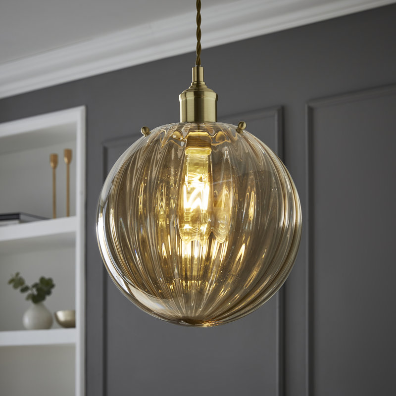 Chessy 25cm H Glass Globe Lamp Shade ( Clip On ) in Yellow