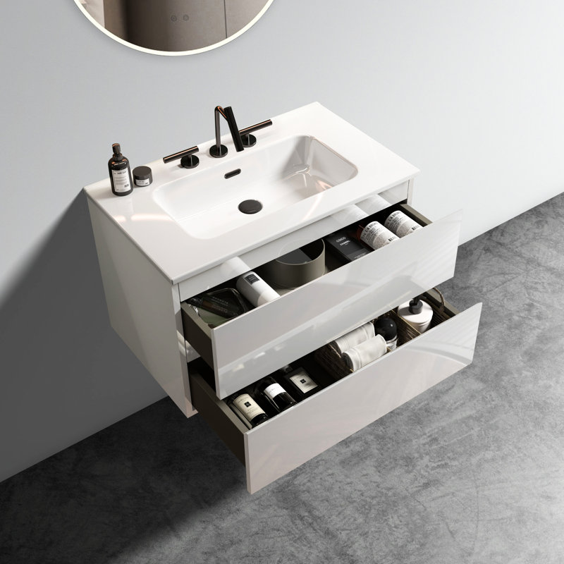 Armoire de salle de bain Modern Modern, 31", Blanc lustré