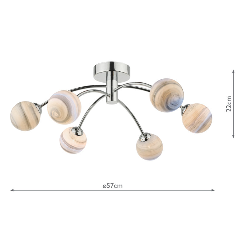 Flush Mount, 21.5" H x 57" W x 57" D, 6