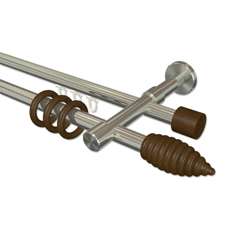Pasquale Curtain Pole Set, Stainless Steel/Walnut Painted, 5cm H x 280cm W x 15cm D