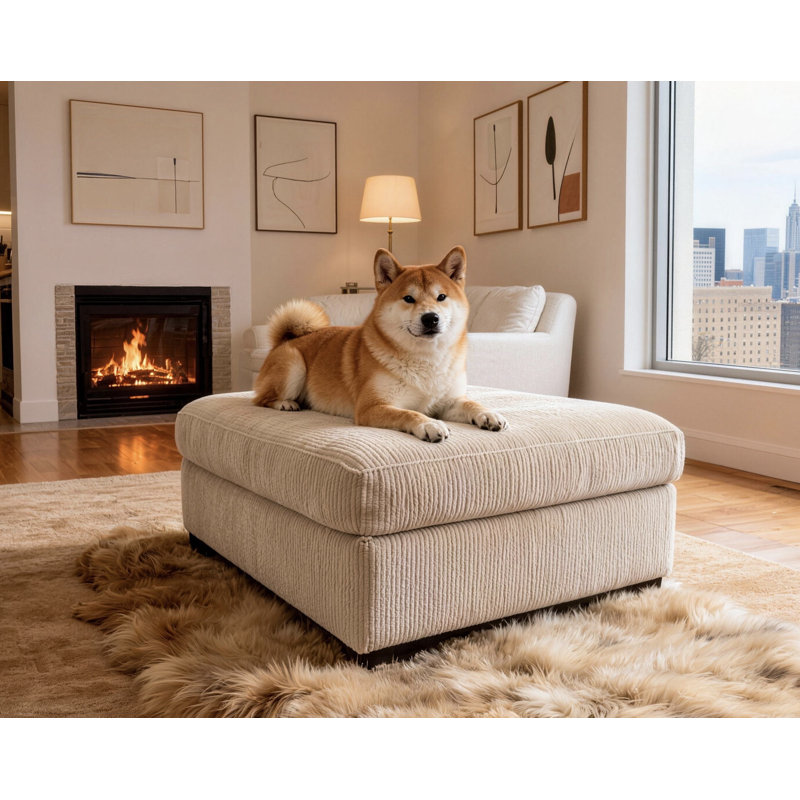 Colchester Corduroy Ottoman, Camel