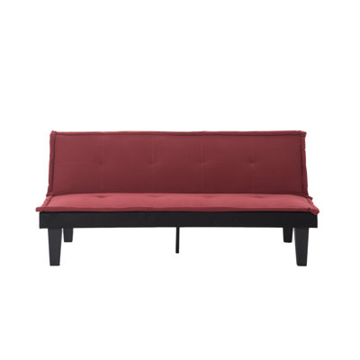 Canapé-lit convertible à futon, canapé-lit pliable 2 en 1 à 5 positions en faux suède réglable pour chambre à coucher (rouge foncé)