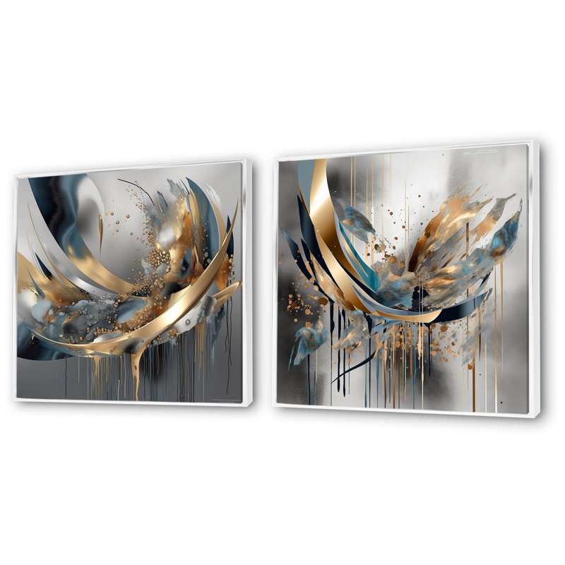 Formes abstraites et lignes infinies I - ensemble de 2 formes murales abstraites, H 36 po x l 73 po x P 1,5 po, Blanc
