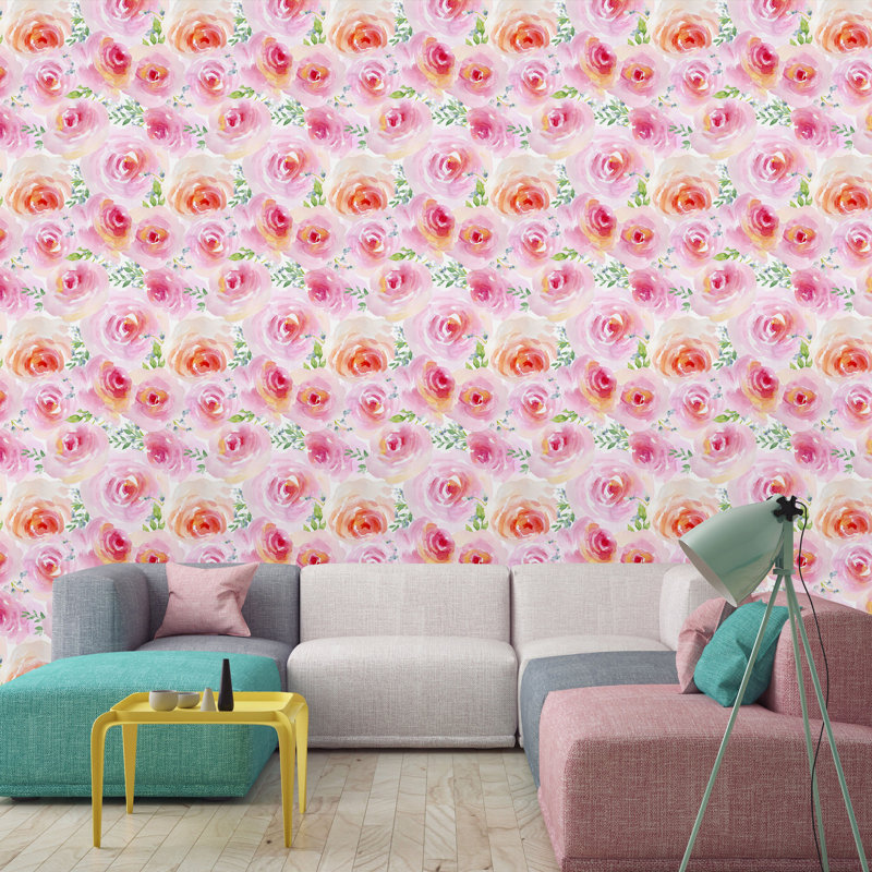Rouleau de papier peint Ortez Roses, L 16,67 po x l 25 po