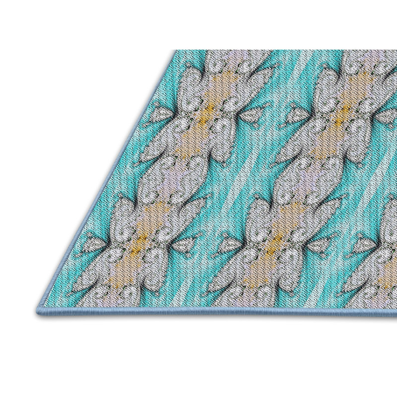 Noir géométrique/Tapis décoratif beige, Rectangle 7 pi x 9 pi