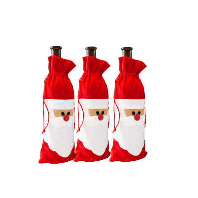 3PCS Santa Claus Wine Bottle Cover Bags Snowman Table Party Christmas Decor