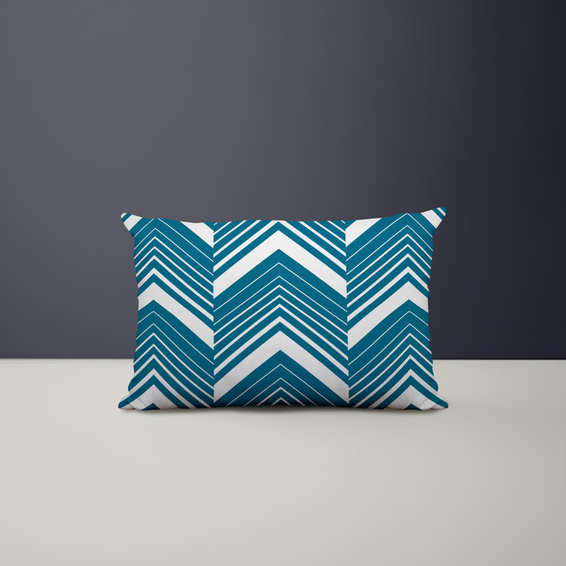 Outdoor Reversible Throw Pillow, Turquoise