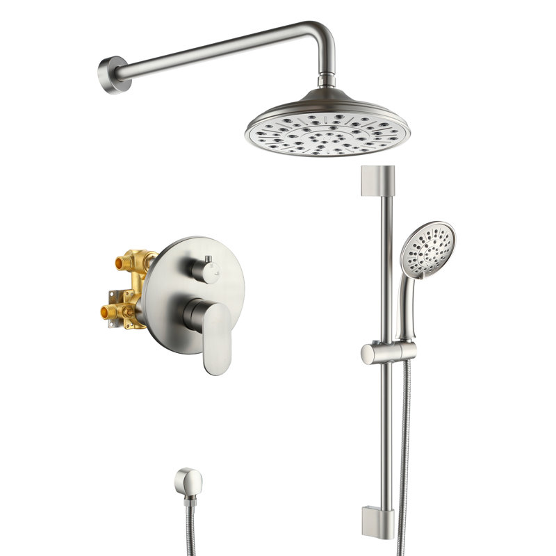 Brushed Nickel Adjustable Multi-Head Rain Shower System