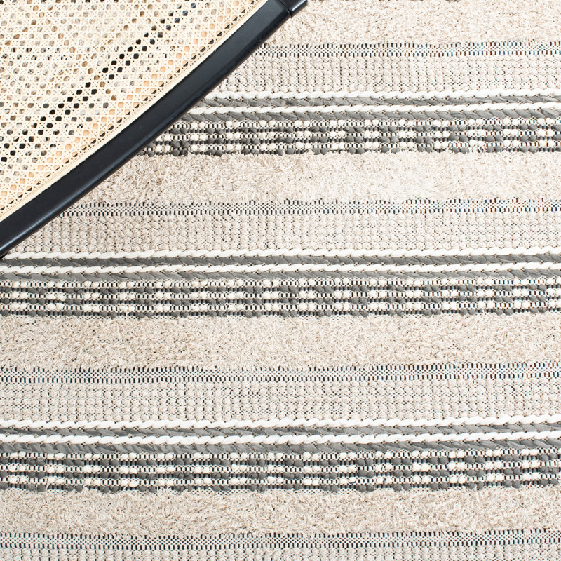 Tapis beige / gris en coton tissé à la main Babs, Rectangle 9 pi x 12 pi