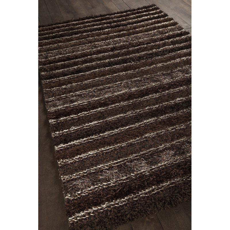 Lavasa Hand Loomed Modern Area Rug in Brown/Taupe/Tan, Rectangle 5' x 7'6"