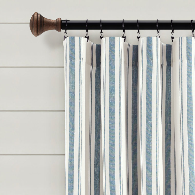 Cotton Blend Semi Sheer Curtain Pair, Blue, 42" W x 95" L