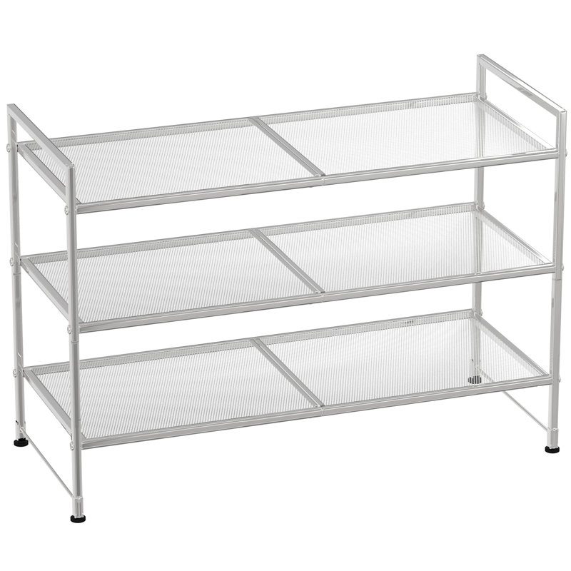 9 Pair Stackable Shoe Rack, Silver