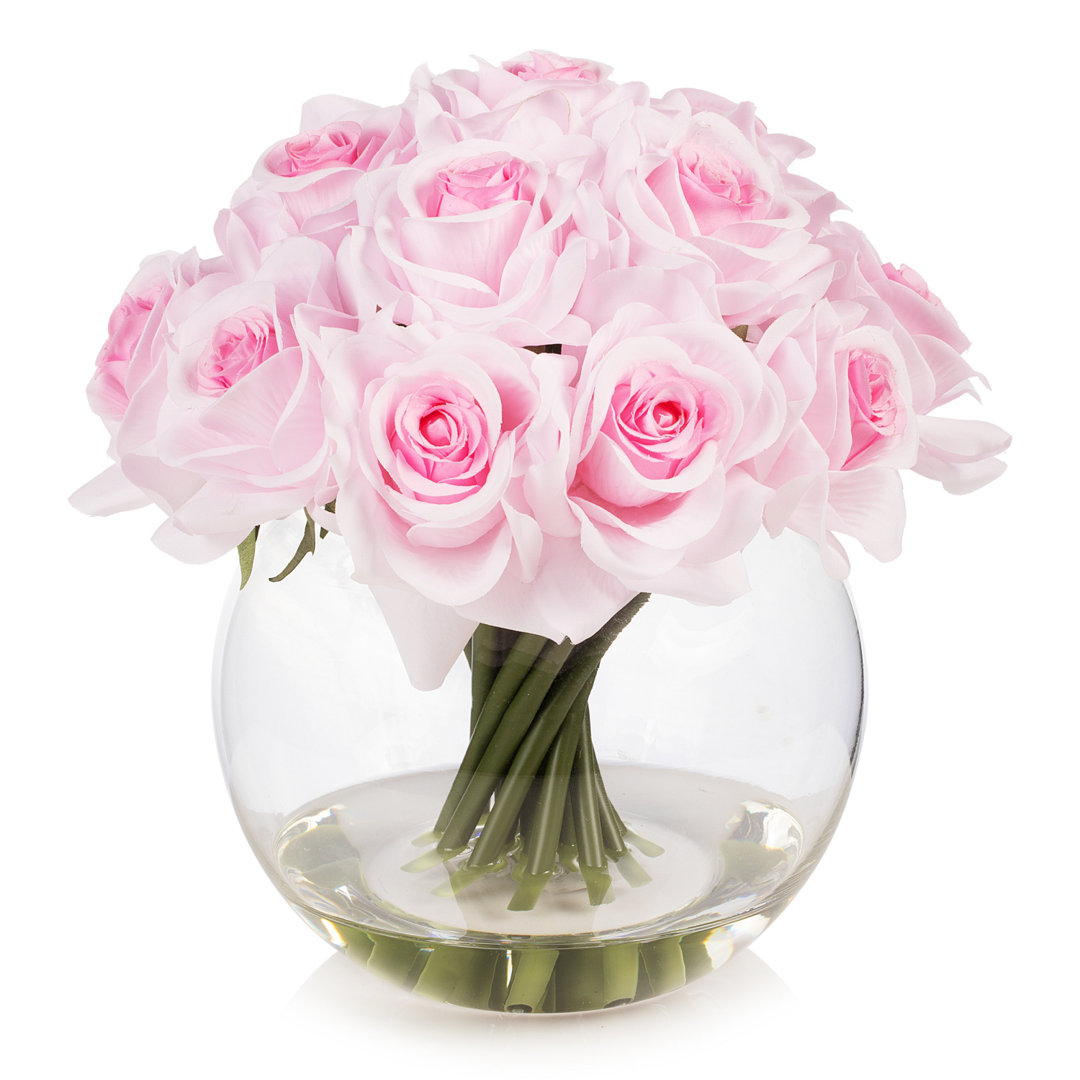 Silk Rose Arrangement in Vase Primrue Flower 