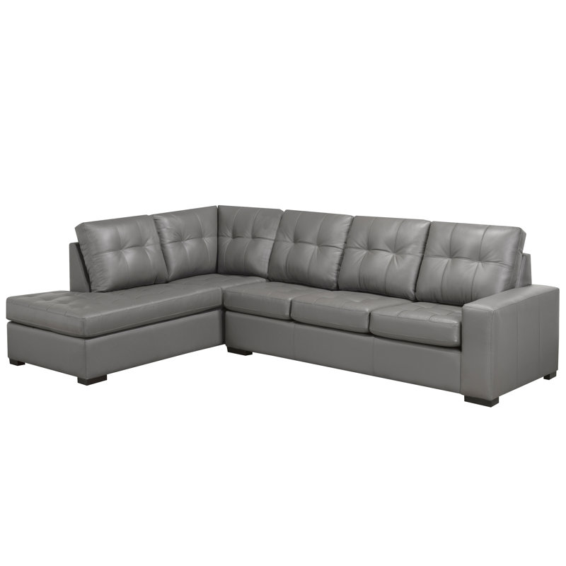 Canapé modulaire en cuir Yeprad, Face à la gauche, Cuir gris clair assorti
