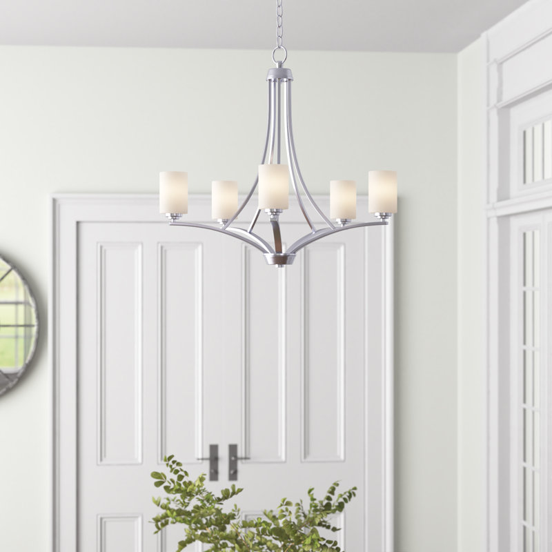 Fehr 5 - Light Dimmable Empire Chandelier, Satin Nickel