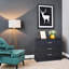 Table de chevet moderne à 3 tiroirs avec poignées en métal - armoire de rangement minimaliste pour chambre à coucher ou salon