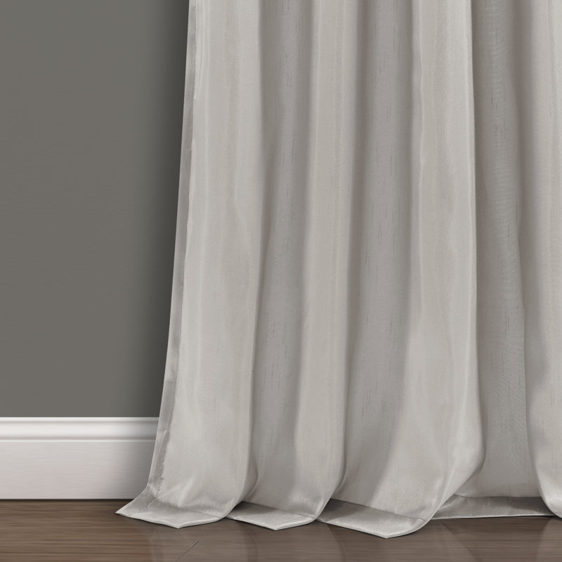 Semi Sheer Curtain Single Panel, 107cm W x 213cm L, Yellow/Grey