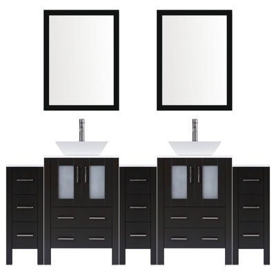 106.25'' Double Bathroom Vanity with Stone Top