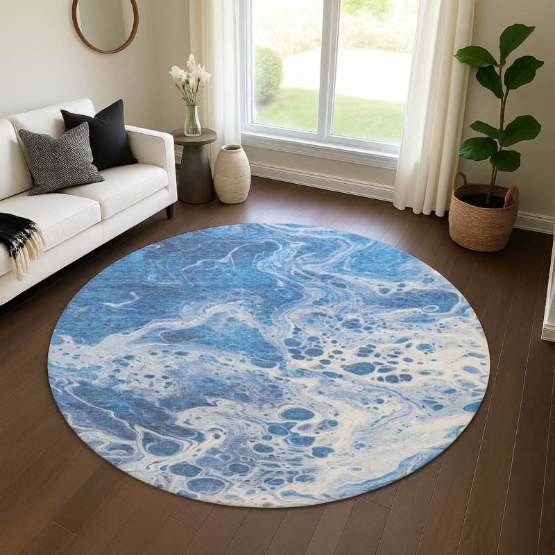 Premium Machine Washable Varroville AMF1705 Abstract Rug, Round 8'