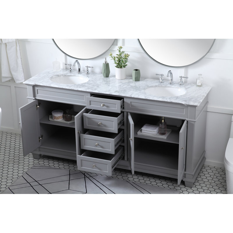 Ensemble de meuble-lavabo double 72 po Lydie, Gris