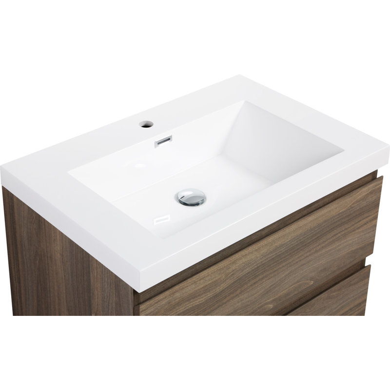 30" Floating Bathroom Vanity With Sink, Gris