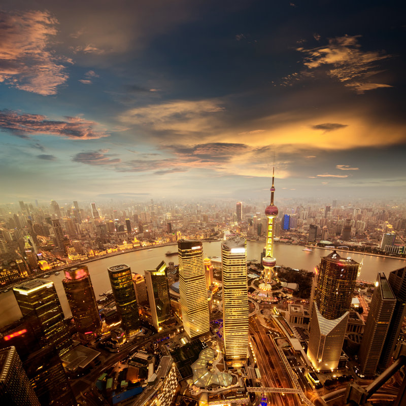 Shanghai Lujiazui by Liufuyu - Wrapped Canvas Print, 30cm H x 30cm W