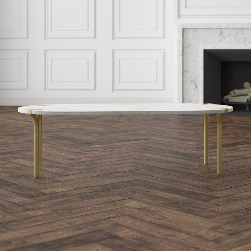 Sereno Marble Coffee Table, Polished Gold